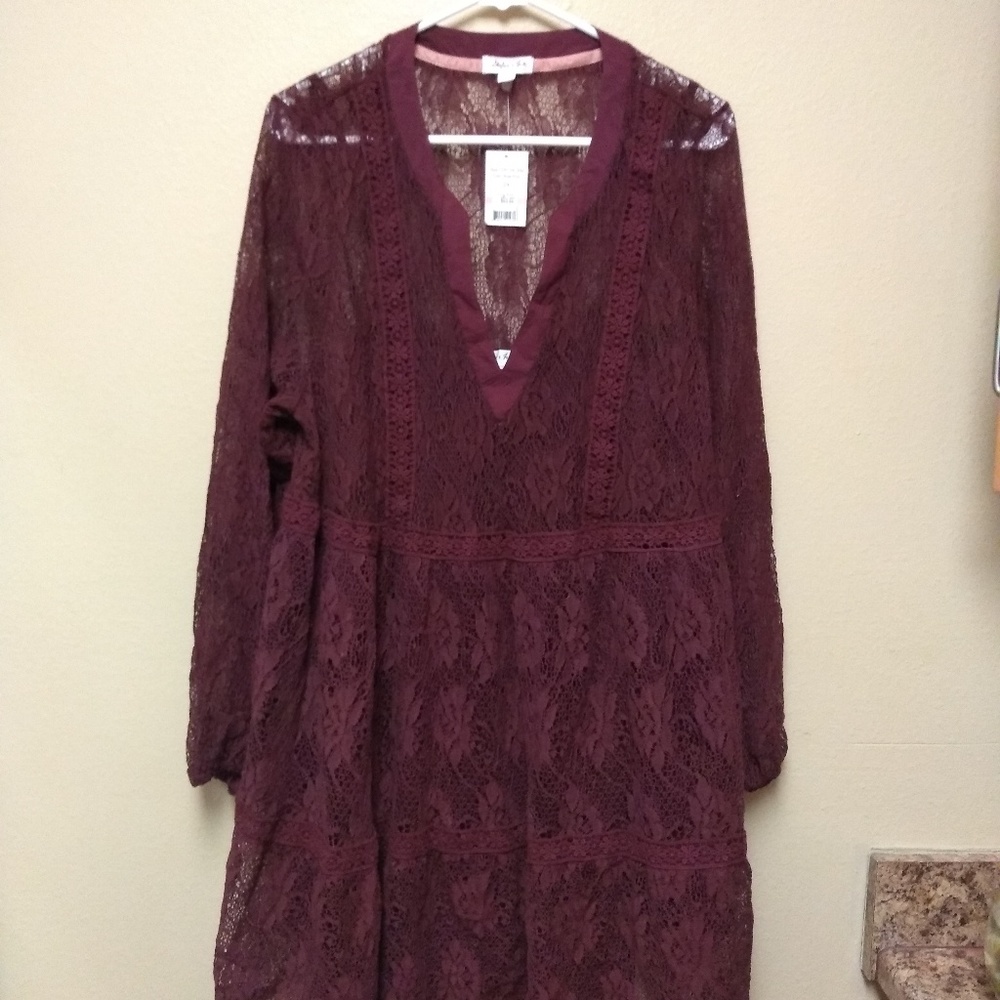 NWT! Skyler & Jade 2X Rose Plum 2 Piece Dress